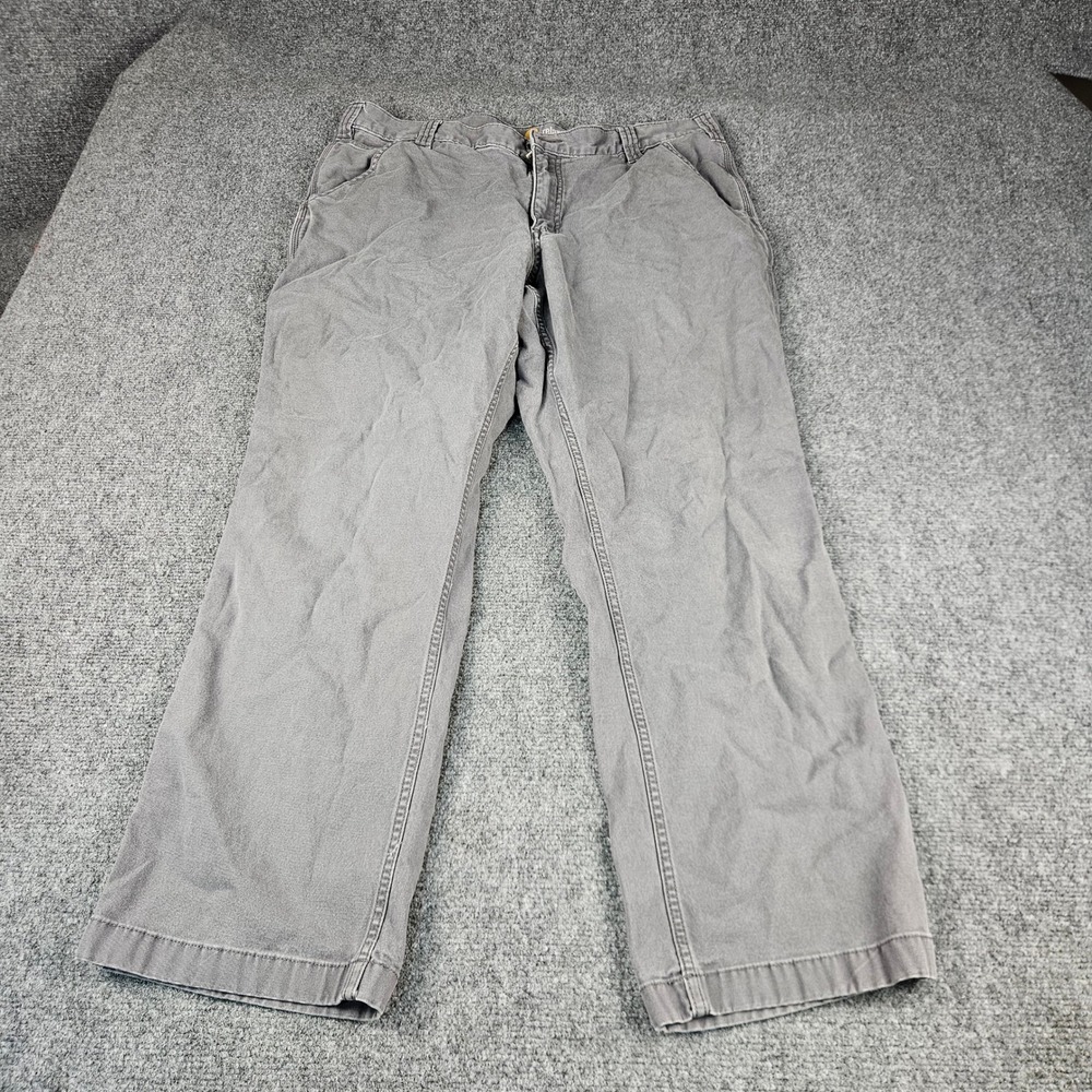 Carhartt Relaxed Fit Gray Canvas Work Pants Mens 38x30 102291 039 Stretch Cotton
